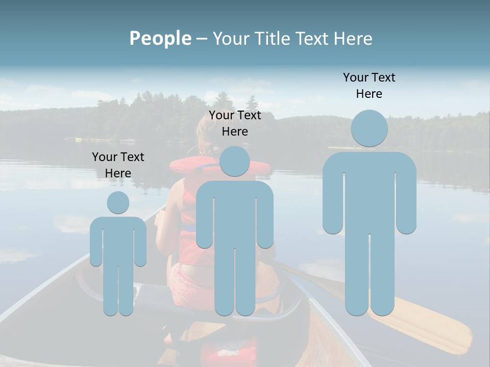Young Girl In Canoe Paddling On A Scenic Lake PowerPoint Template