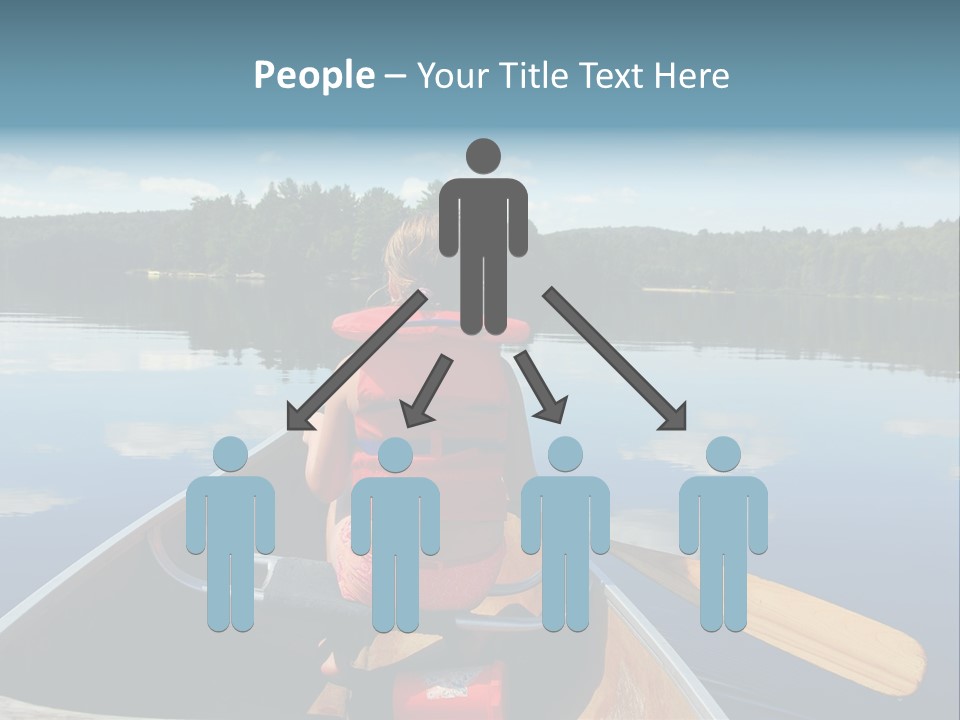 Young Girl In Canoe Paddling On A Scenic Lake PowerPoint Template
