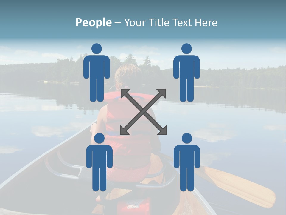 Young Girl In Canoe Paddling On A Scenic Lake PowerPoint Template
