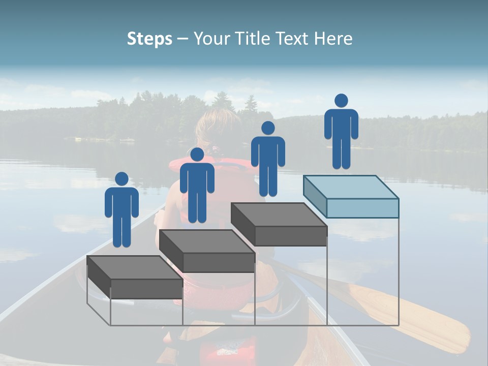 Young Girl In Canoe Paddling On A Scenic Lake PowerPoint Template