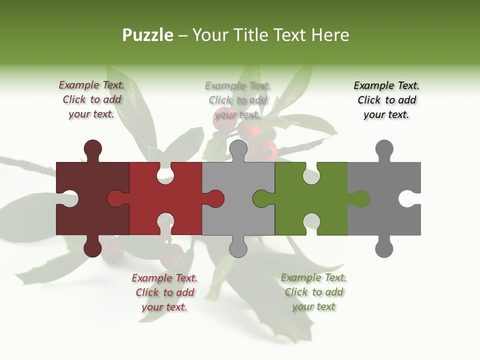 Christmas Holly Isolated On White (Natural) PowerPoint Template