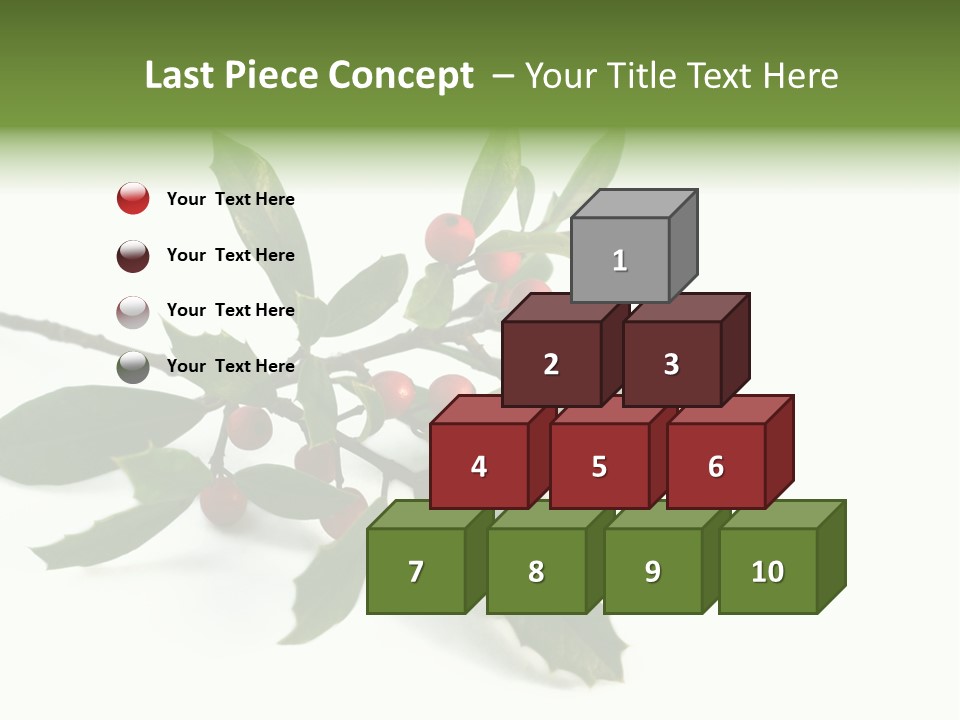 Christmas Holly Isolated On White (Natural) PowerPoint Template