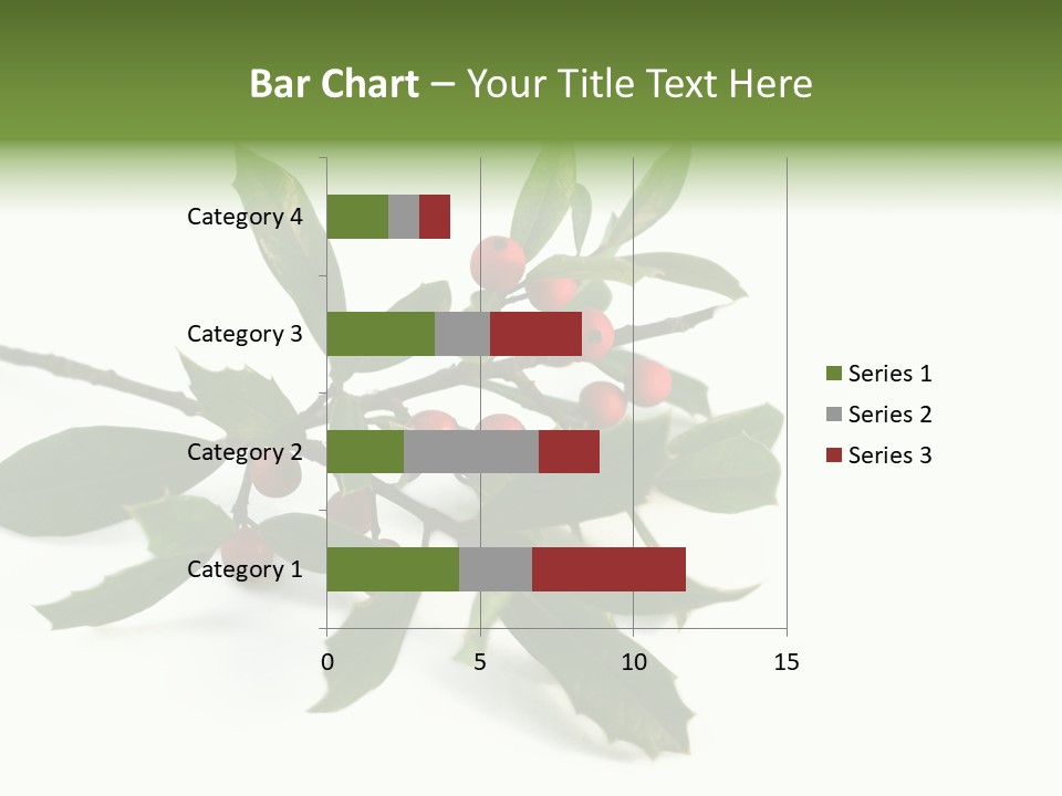 Christmas Holly Isolated On White (Natural) PowerPoint Template