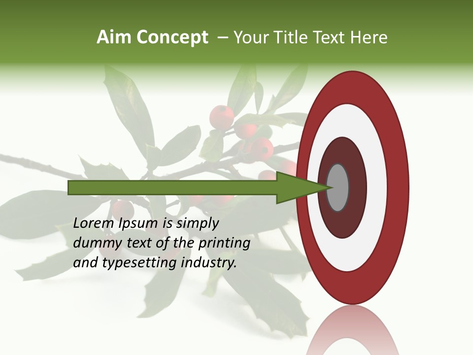 Christmas Holly Isolated On White (Natural) PowerPoint Template