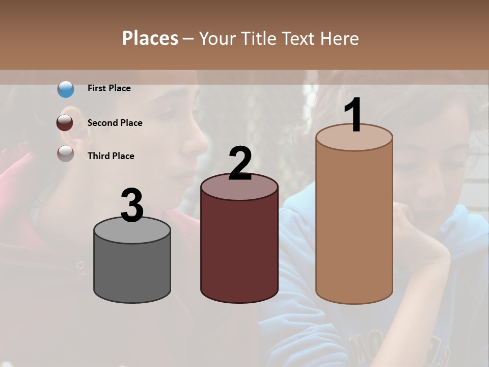 Two Young Girls Sitting On A Bench Looking At Something PowerPoint Template