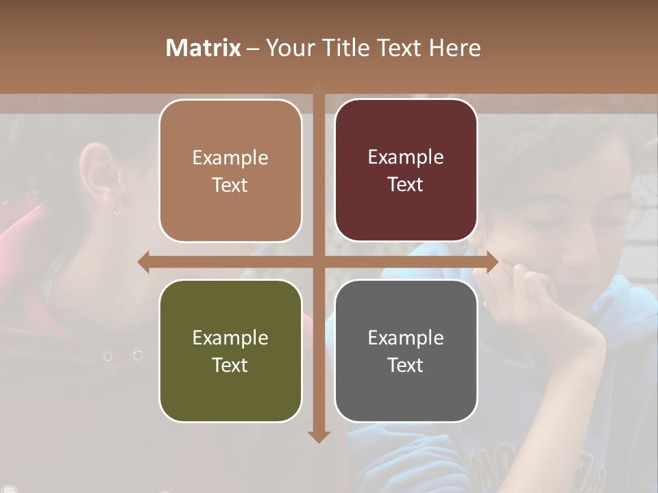 Two Young Girls Sitting On A Bench Looking At Something PowerPoint Template