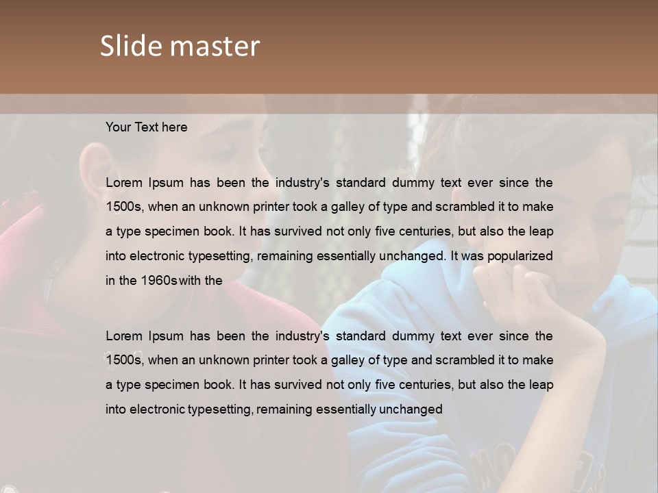 Two Young Girls Sitting On A Bench Looking At Something PowerPoint Template