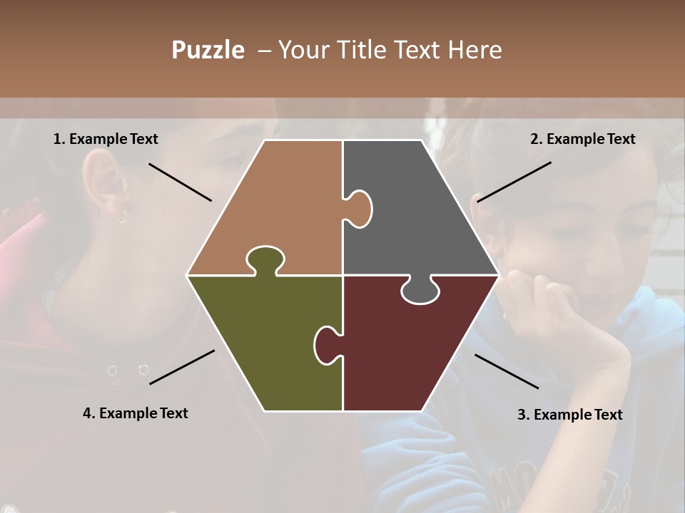 Two Young Girls Sitting On A Bench Looking At Something PowerPoint Template