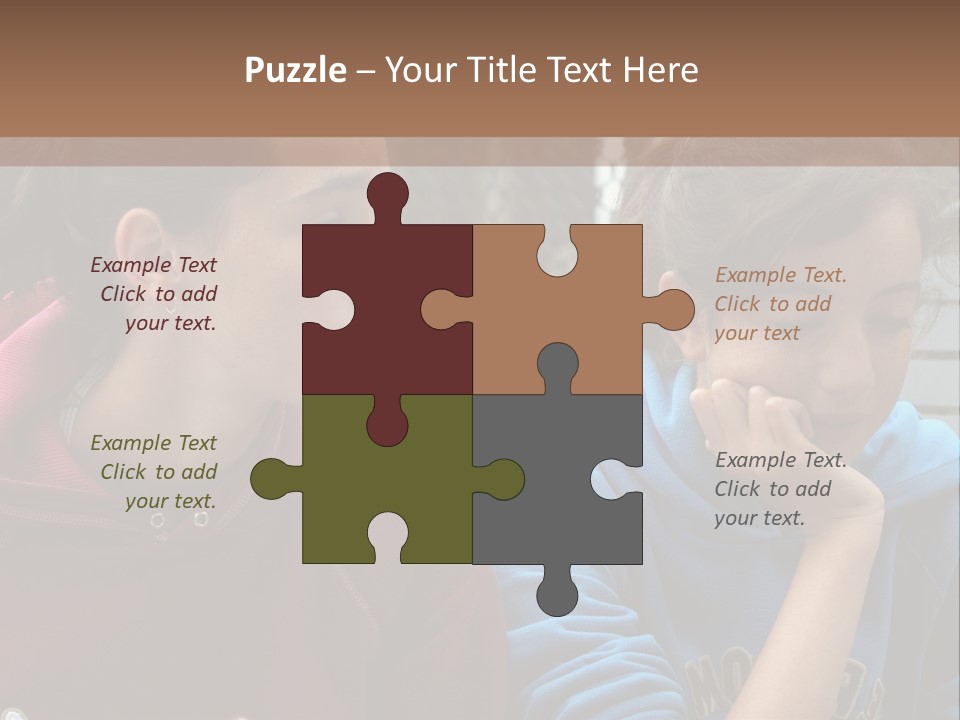 Two Young Girls Sitting On A Bench Looking At Something PowerPoint Template