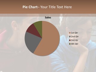 Two Young Girls Sitting On A Bench Looking At Something PowerPoint Template