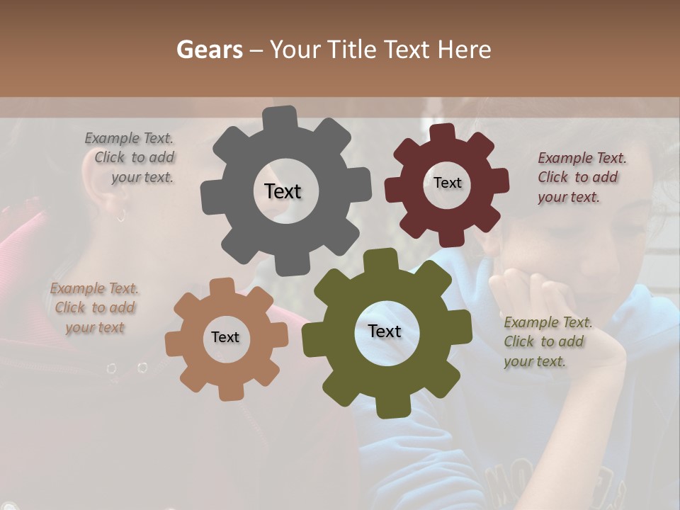 Two Young Girls Sitting On A Bench Looking At Something PowerPoint Template