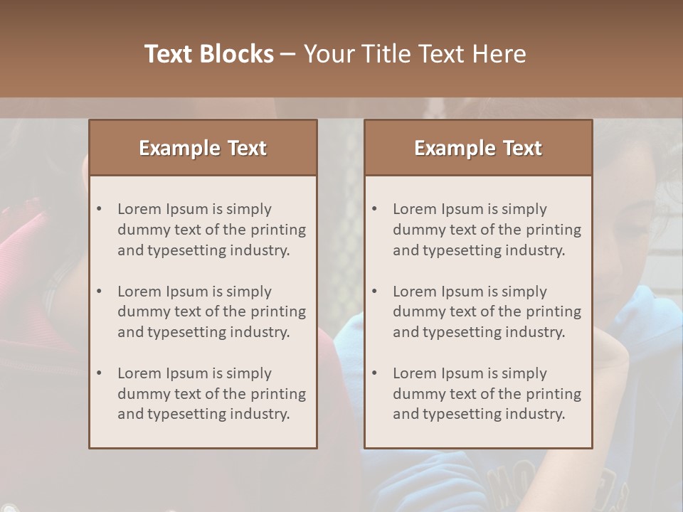Two Young Girls Sitting On A Bench Looking At Something PowerPoint Template