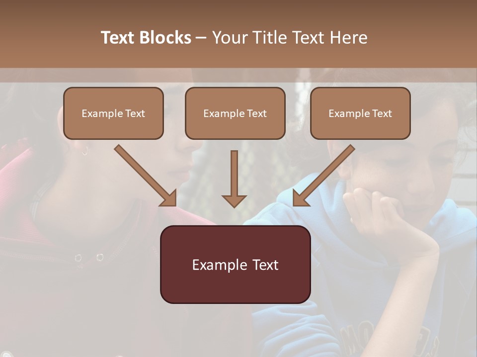 Two Young Girls Sitting On A Bench Looking At Something PowerPoint Template