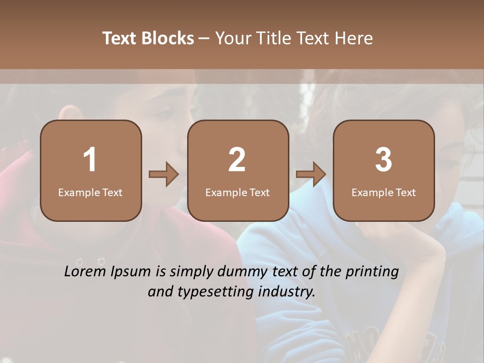 Two Young Girls Sitting On A Bench Looking At Something PowerPoint Template