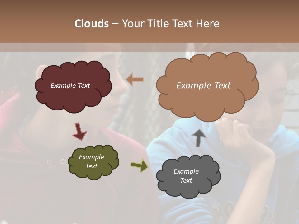 Two Young Girls Sitting On A Bench Looking At Something PowerPoint Template