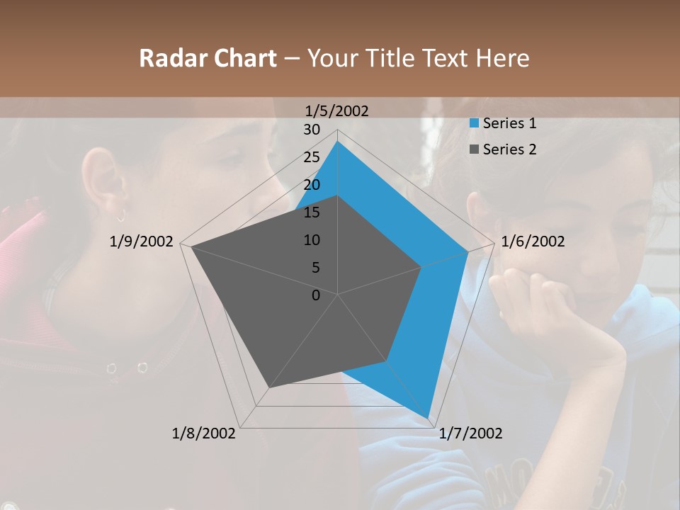 Two Young Girls Sitting On A Bench Looking At Something PowerPoint Template