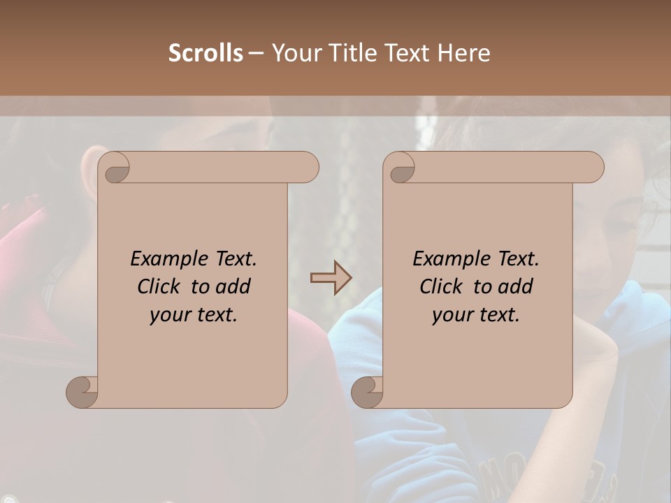 Two Young Girls Sitting On A Bench Looking At Something PowerPoint Template