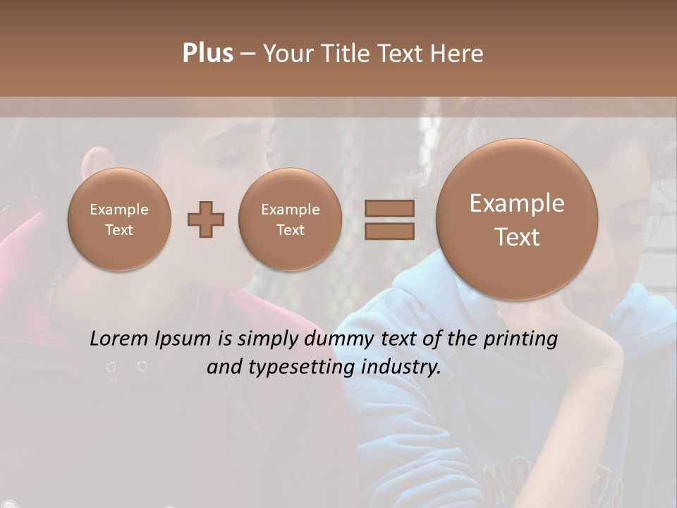 Two Young Girls Sitting On A Bench Looking At Something PowerPoint Template