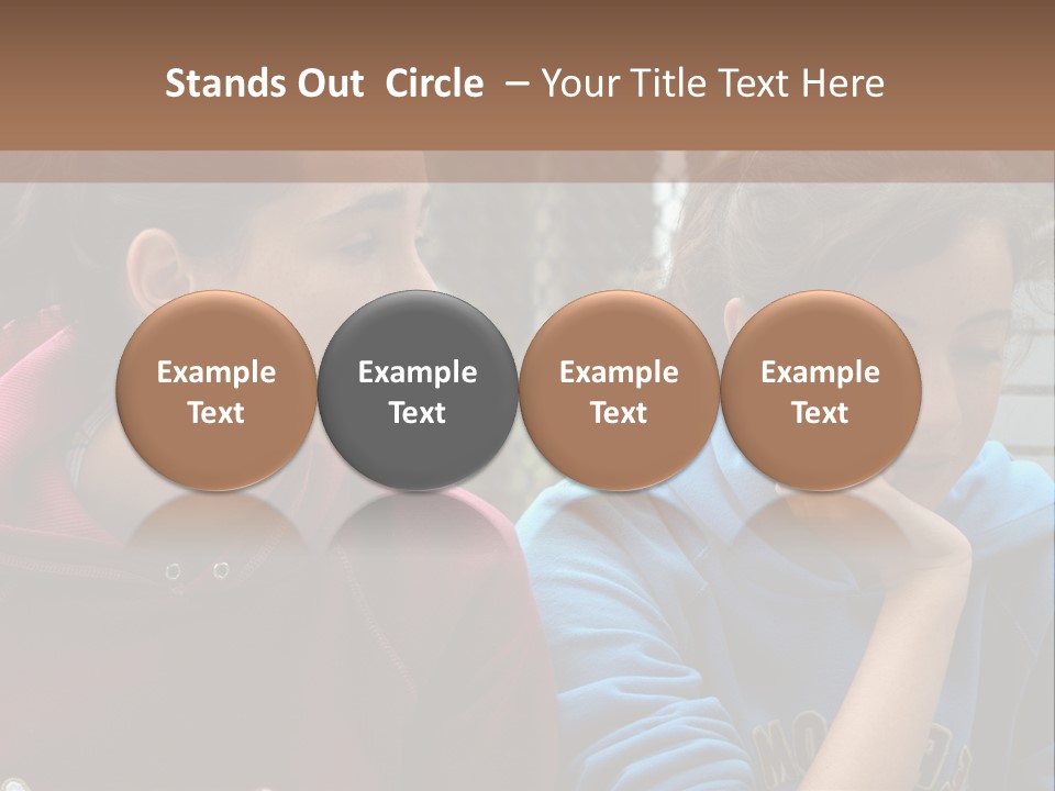 Two Young Girls Sitting On A Bench Looking At Something PowerPoint Template