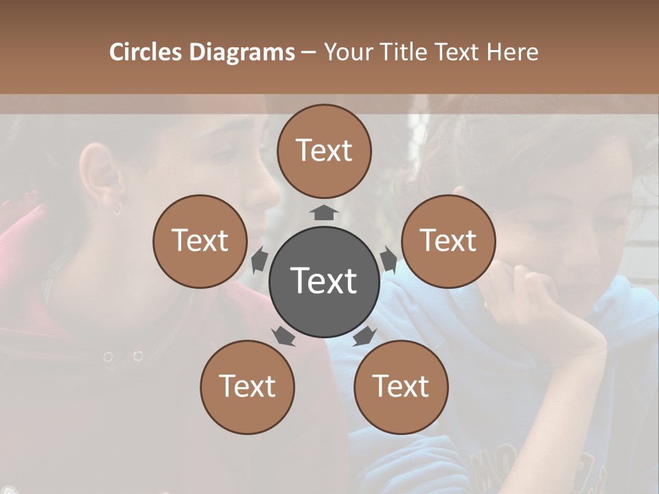 Two Young Girls Sitting On A Bench Looking At Something PowerPoint Template