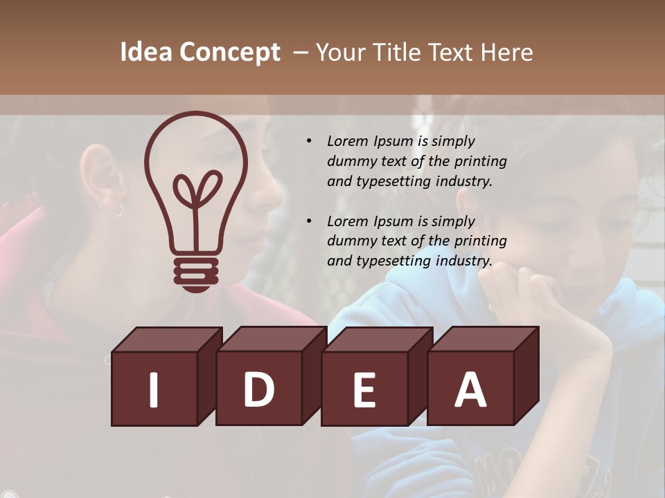 Two Young Girls Sitting On A Bench Looking At Something PowerPoint Template