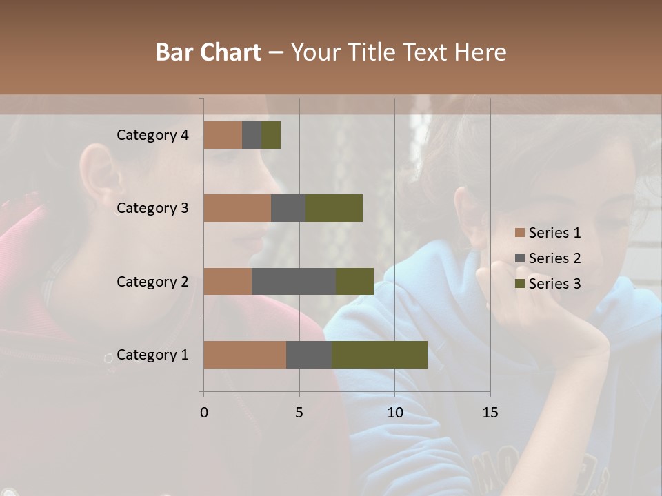 Two Young Girls Sitting On A Bench Looking At Something PowerPoint Template