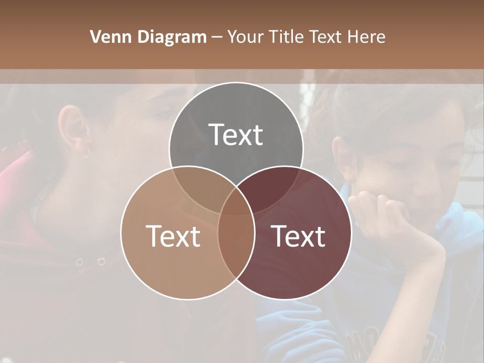 Two Young Girls Sitting On A Bench Looking At Something PowerPoint Template