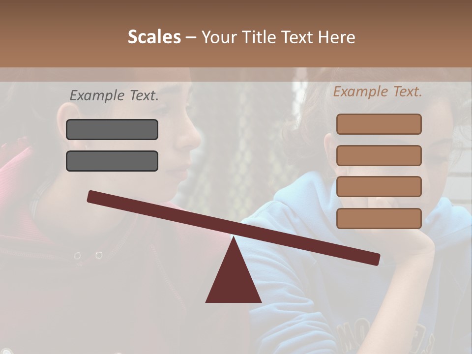 Two Young Girls Sitting On A Bench Looking At Something PowerPoint Template