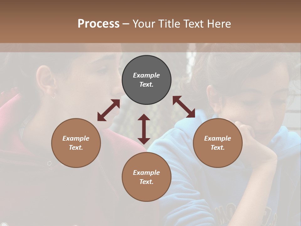 Two Young Girls Sitting On A Bench Looking At Something PowerPoint Template