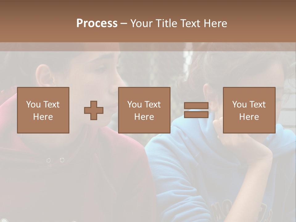 Two Young Girls Sitting On A Bench Looking At Something PowerPoint Template