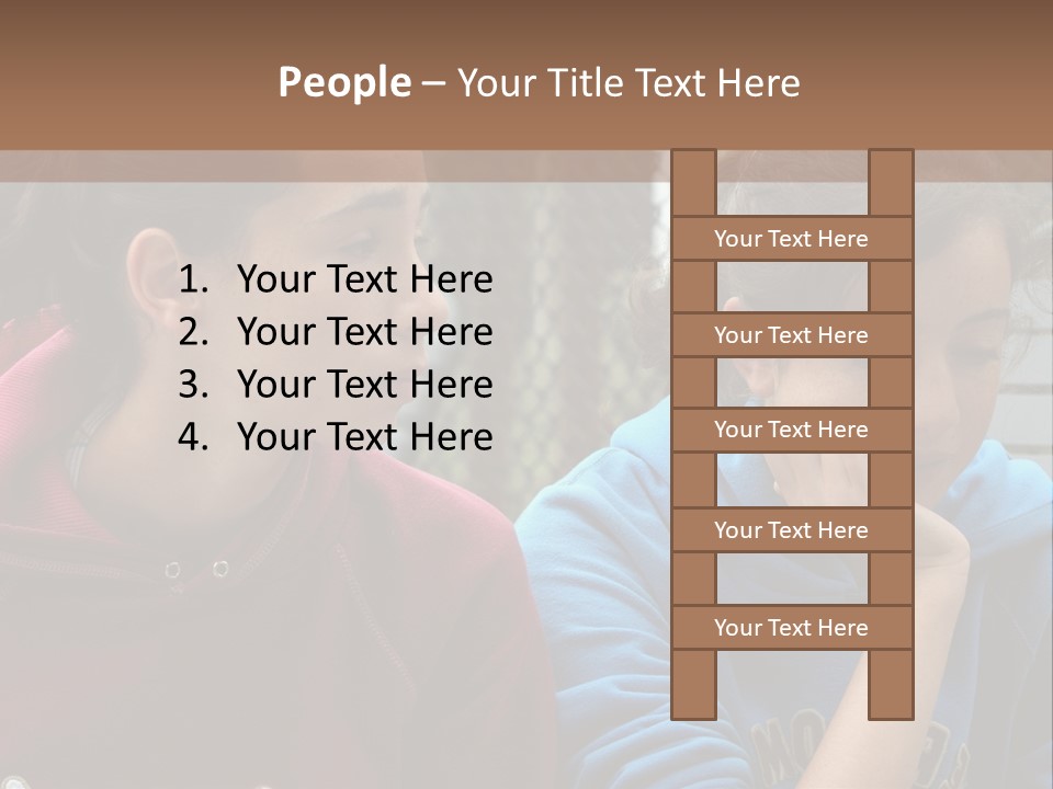 Two Young Girls Sitting On A Bench Looking At Something PowerPoint Template