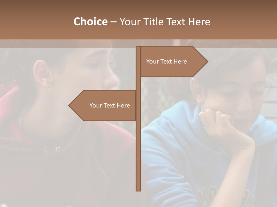 Two Young Girls Sitting On A Bench Looking At Something PowerPoint Template