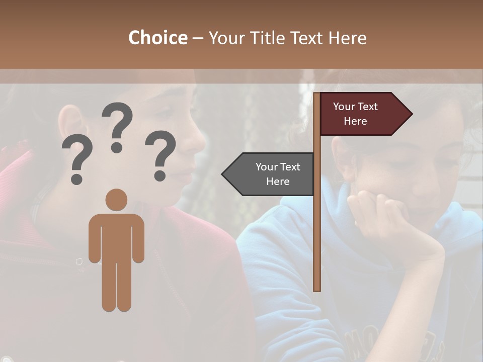 Two Young Girls Sitting On A Bench Looking At Something PowerPoint Template