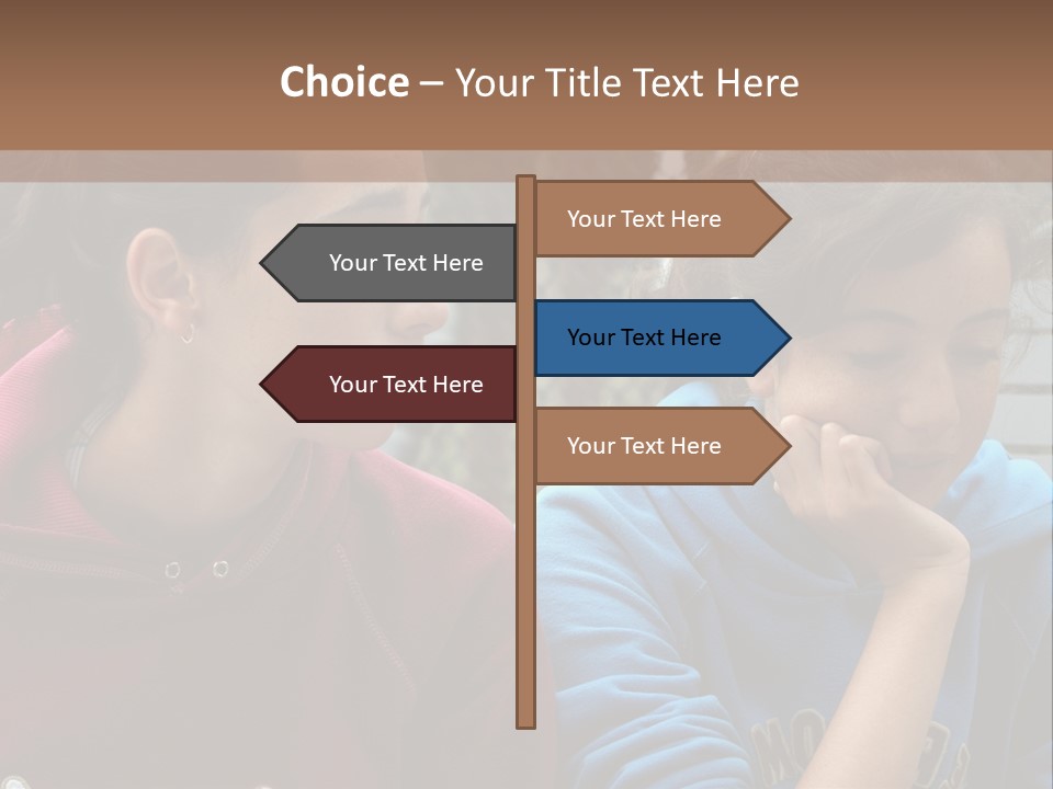 Two Young Girls Sitting On A Bench Looking At Something PowerPoint Template