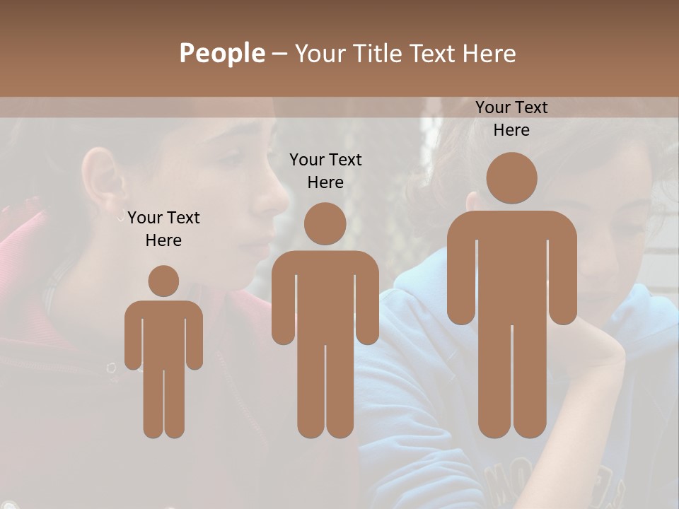 Two Young Girls Sitting On A Bench Looking At Something PowerPoint Template