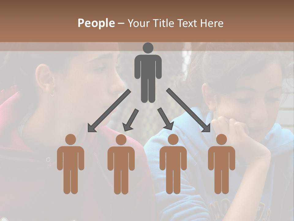 Two Young Girls Sitting On A Bench Looking At Something PowerPoint Template