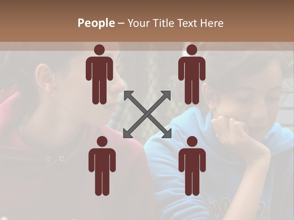 Two Young Girls Sitting On A Bench Looking At Something PowerPoint Template