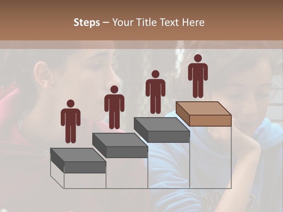 Two Young Girls Sitting On A Bench Looking At Something PowerPoint Template