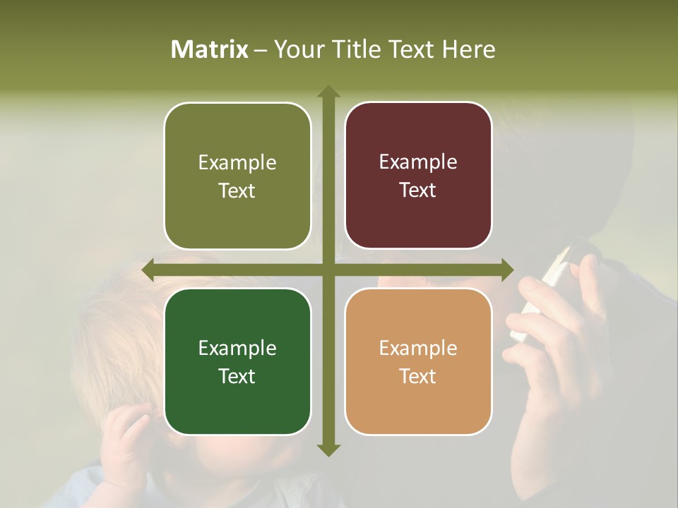 A Young Son Mimics His Father Who Is Talking On His Mobile PowerPoint Template