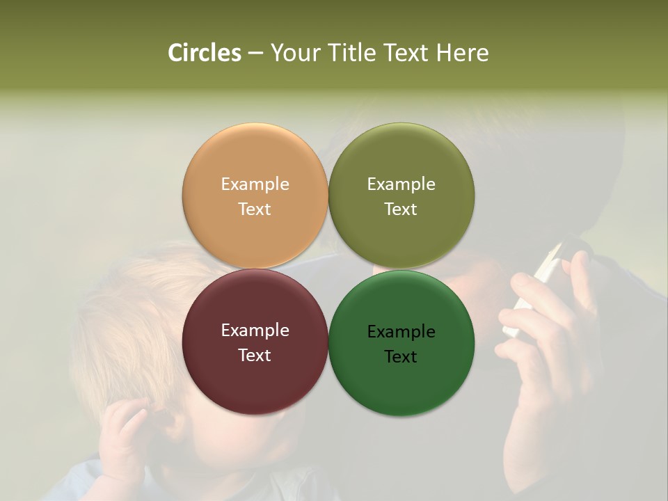 A Young Son Mimics His Father Who Is Talking On His Mobile PowerPoint Template