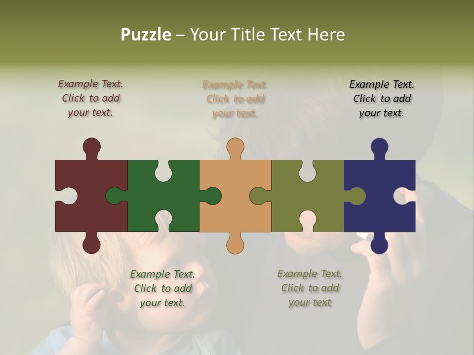 A Young Son Mimics His Father Who Is Talking On His Mobile PowerPoint Template