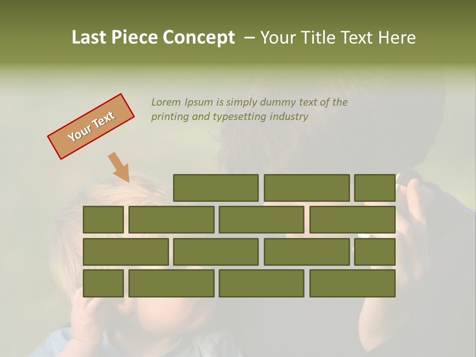 A Young Son Mimics His Father Who Is Talking On His Mobile PowerPoint Template