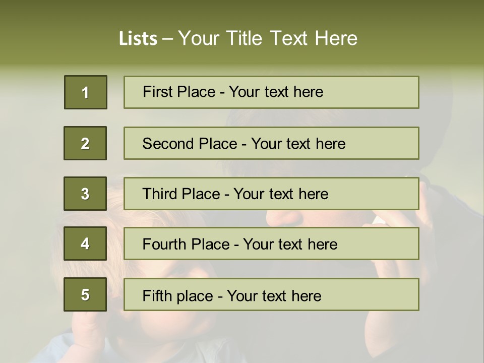 A Young Son Mimics His Father Who Is Talking On His Mobile PowerPoint Template