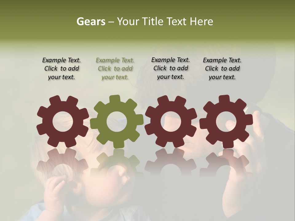 A Young Son Mimics His Father Who Is Talking On His Mobile PowerPoint Template