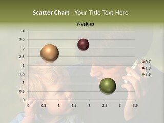 A Young Son Mimics His Father Who Is Talking On His Mobile PowerPoint Template