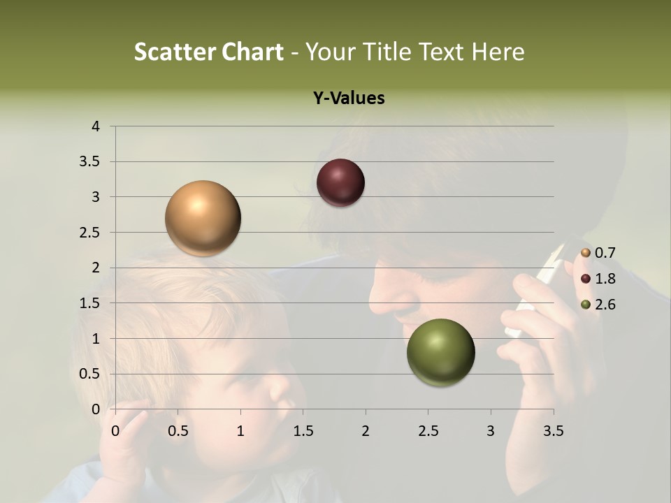 A Young Son Mimics His Father Who Is Talking On His Mobile PowerPoint Template