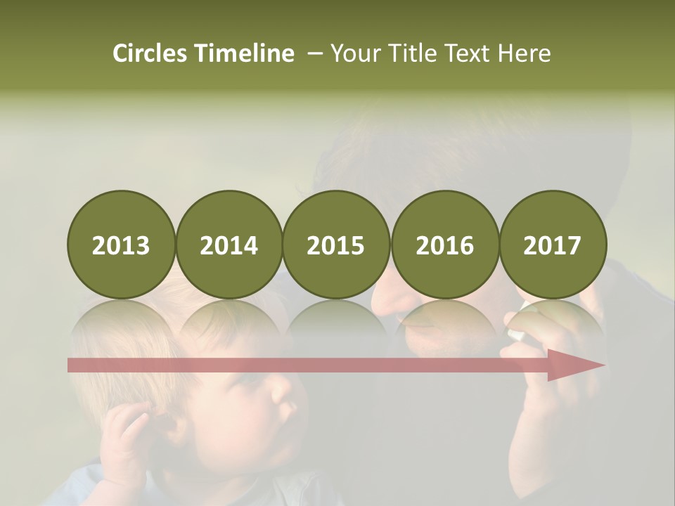 A Young Son Mimics His Father Who Is Talking On His Mobile PowerPoint Template