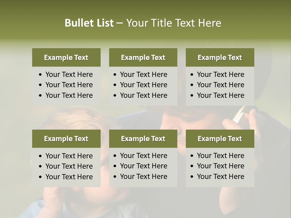 A Young Son Mimics His Father Who Is Talking On His Mobile PowerPoint Template