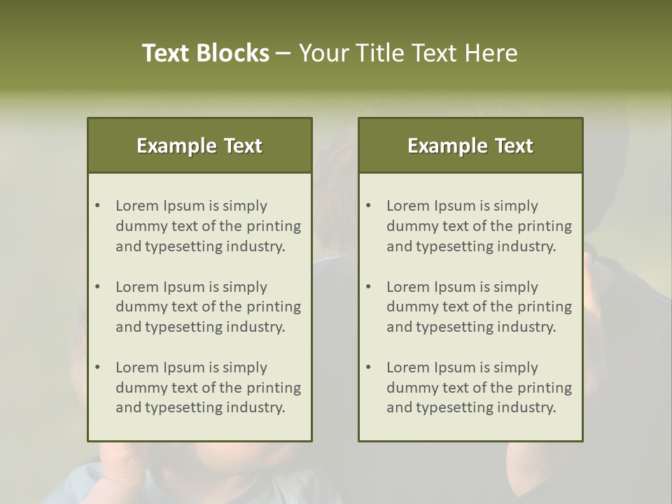 A Young Son Mimics His Father Who Is Talking On His Mobile PowerPoint Template