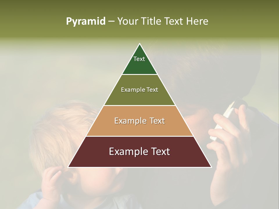 A Young Son Mimics His Father Who Is Talking On His Mobile PowerPoint Template